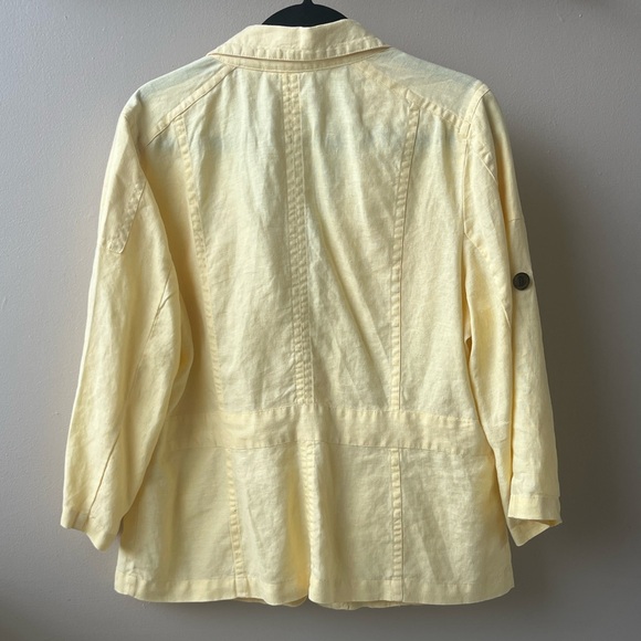 Chico's Yellow Safari/Utility Linen Blazer- Size 2 - Picture 3 of 6